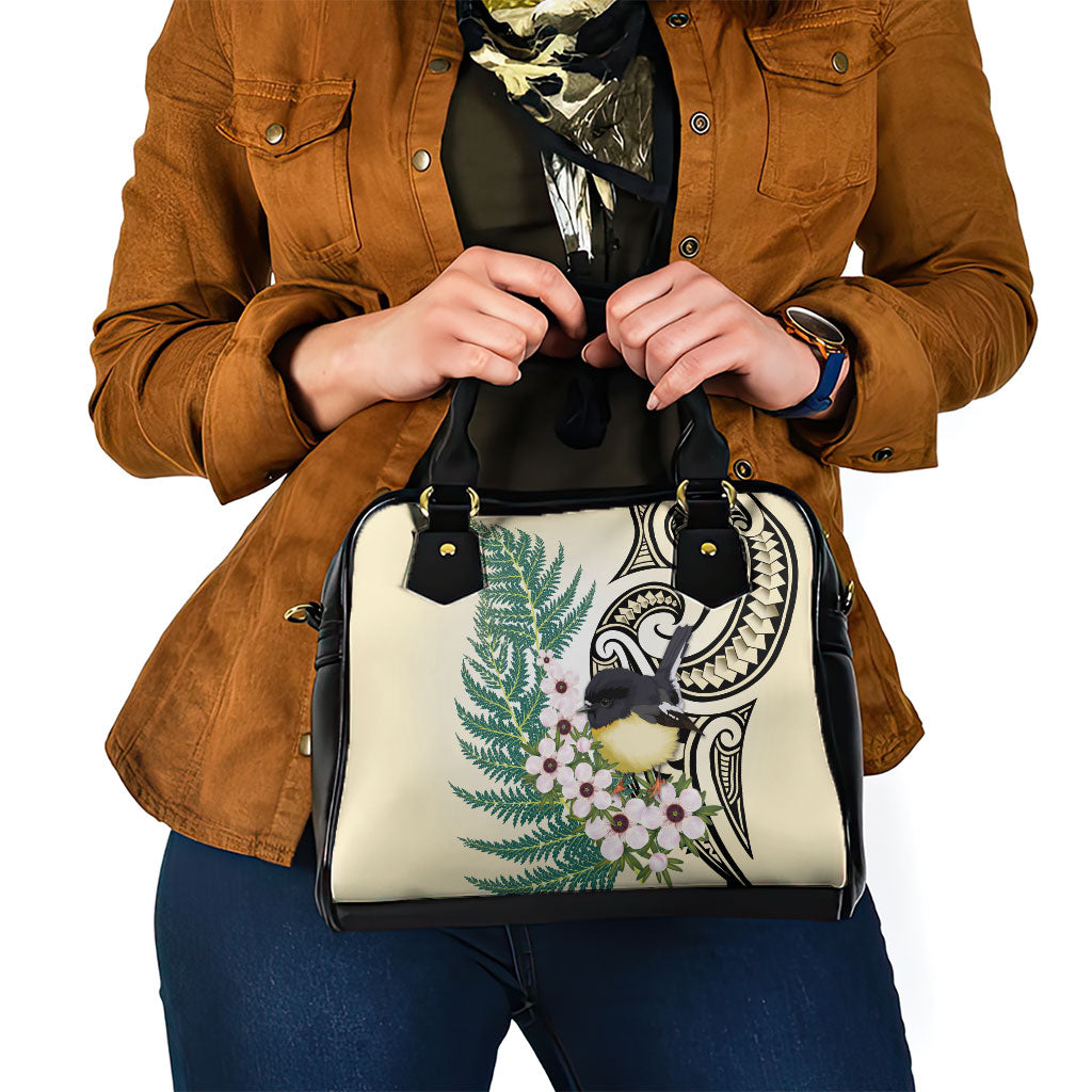 Endemic Tomtit New Zealand Shoulder Handbag Miromiro Manuka Silver Fern Maori Pattern LT14 - Polynesian Pride