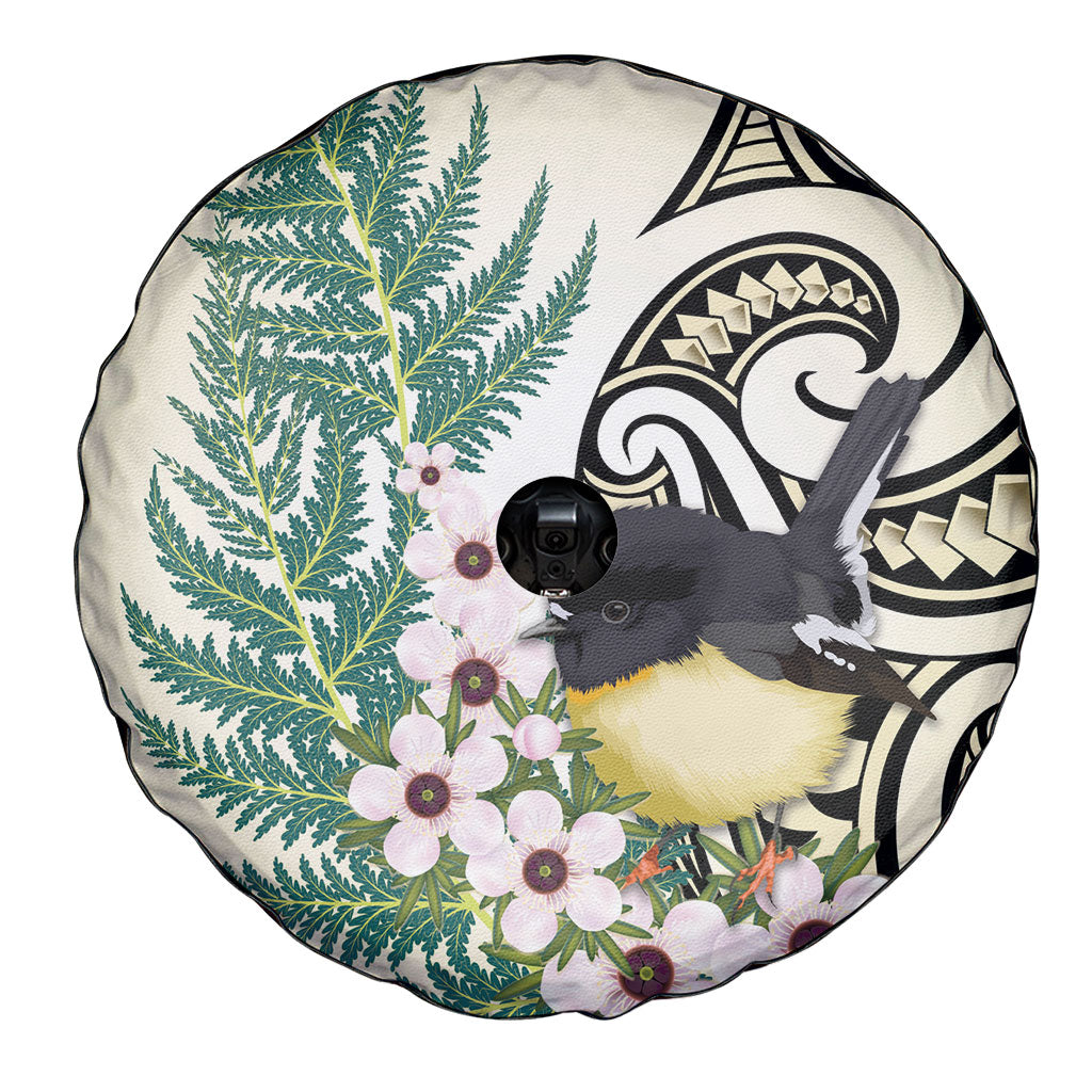 Endemic Tomtit New Zealand Spare Tire Cover Miromiro Manuka Silver Fern Maori Pattern LT14 - Polynesian Pride