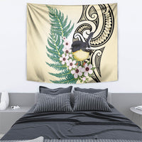 Endemic Tomtit New Zealand Tapestry Miromiro Manuka Silver Fern Maori Pattern LT14 - Polynesian Pride