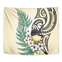 Endemic Tomtit New Zealand Tapestry Miromiro Manuka Silver Fern Maori Pattern LT14 - Polynesian Pride