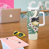 Endemic Tomtit New Zealand Tumbler With Handle Miromiro Manuka Silver Fern Maori Pattern LT14 - Polynesian Pride