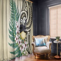 Endemic Tomtit New Zealand Window Curtain Miromiro Manuka Silver Fern Maori Pattern LT14 - Polynesian Pride