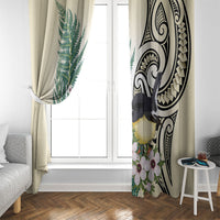 Endemic Tomtit New Zealand Window Curtain Miromiro Manuka Silver Fern Maori Pattern LT14 - Polynesian Pride