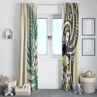 Endemic Tomtit New Zealand Window Curtain Miromiro Manuka Silver Fern Maori Pattern LT14 - Polynesian Pride