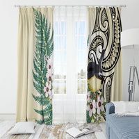 Endemic Tomtit New Zealand Window Curtain Miromiro Manuka Silver Fern Maori Pattern LT14 - Polynesian Pride