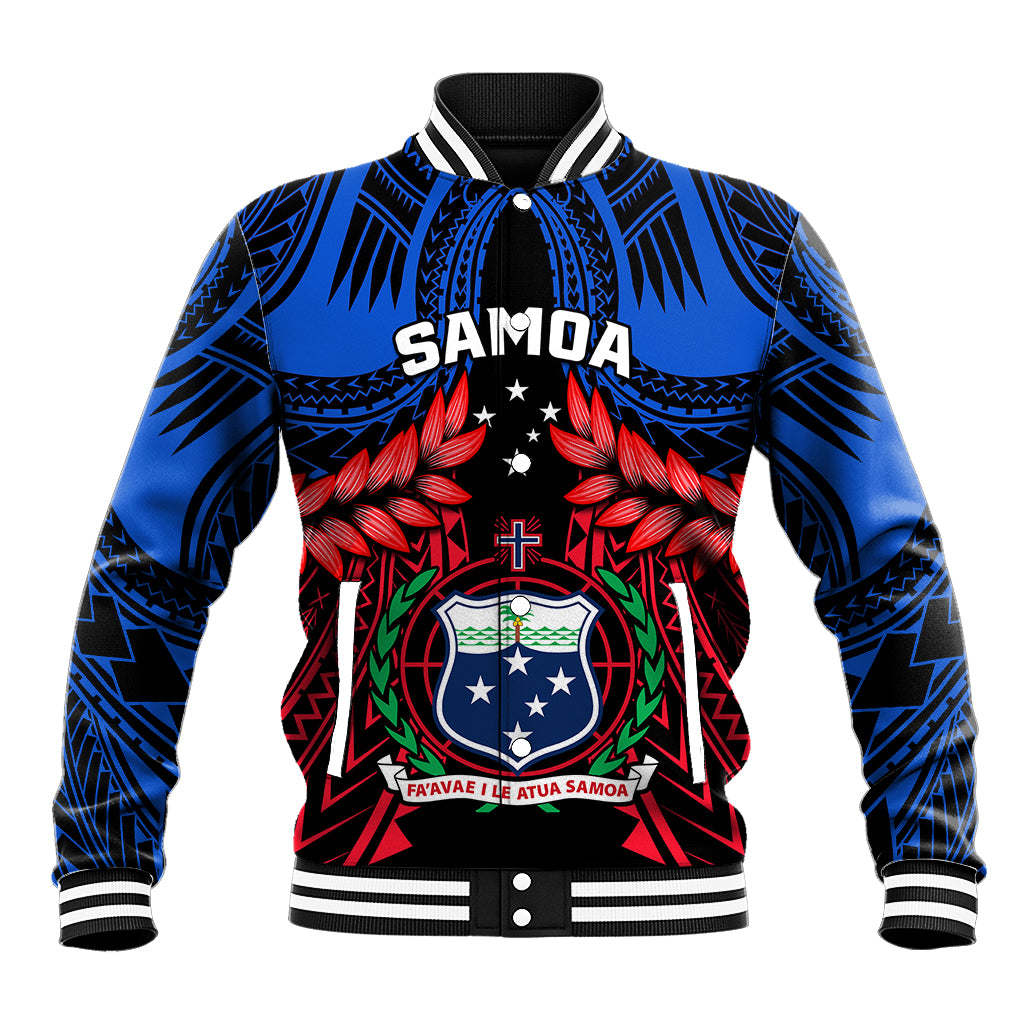 Samoa Baseball Jacket Heritage Festival Samoan Tattoo With Ula Fala Kava Bowl LT14 Unisex Blue - Polynesian Pride