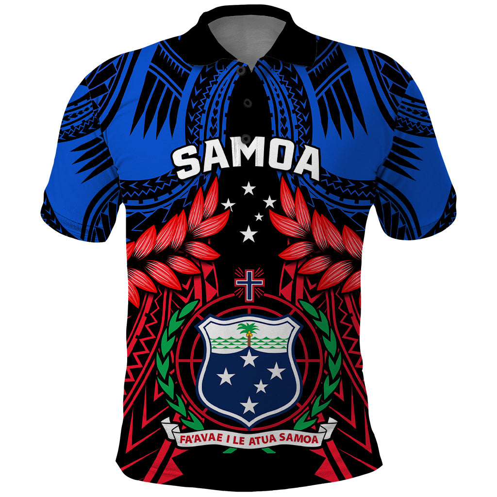 Samoa Polo Shirt Heritage Festival Samoan Tattoo With Ula Fala Kava Bowl LT14 Blue - Polynesian Pride