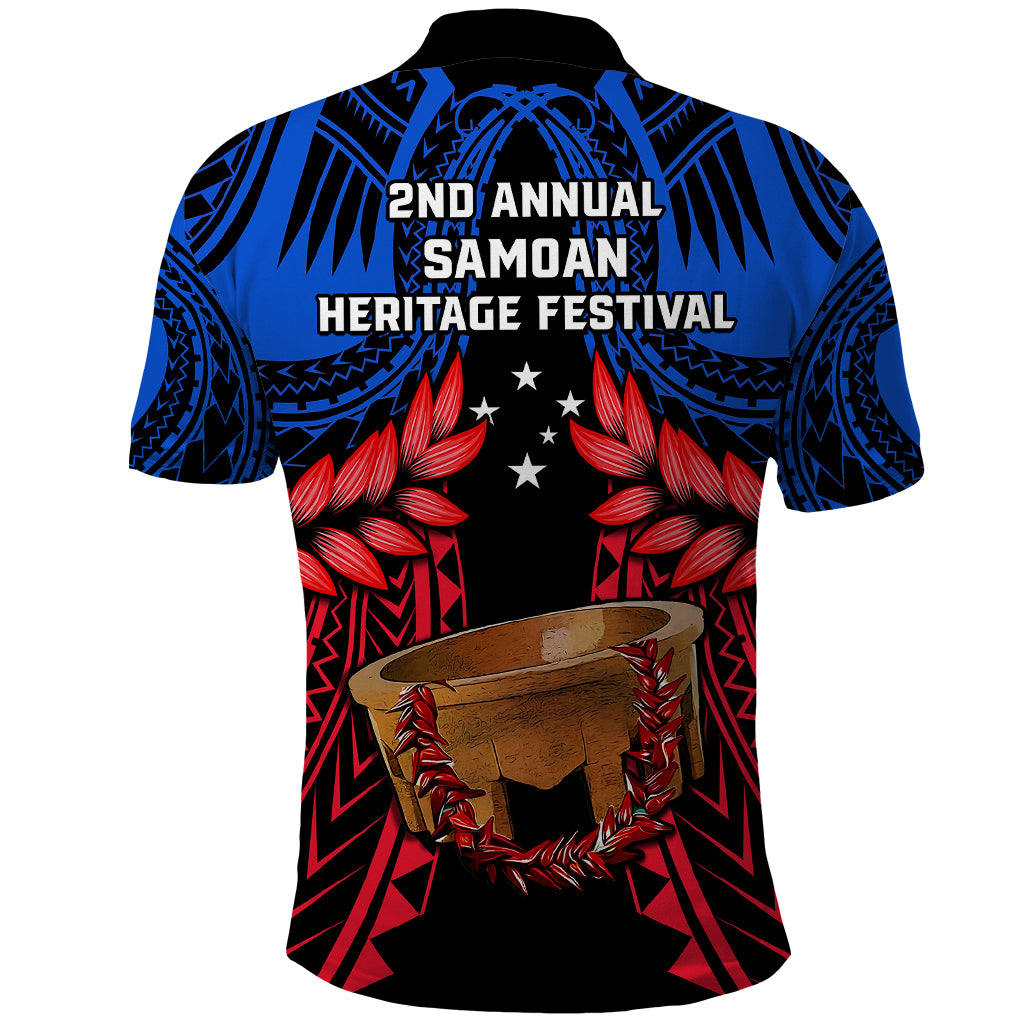 Samoa Polo Shirt Heritage Festival Samoan Tattoo With Ula Fala Kava Bowl LT14 - Polynesian Pride