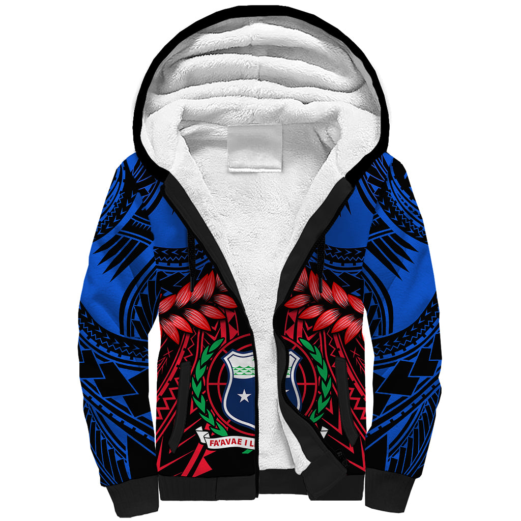 Samoa Sherpa Hoodie Heritage Festival Samoan Tattoo With Ula Fala Kava Bowl LT14 Unisex Blue - Polynesian Pride