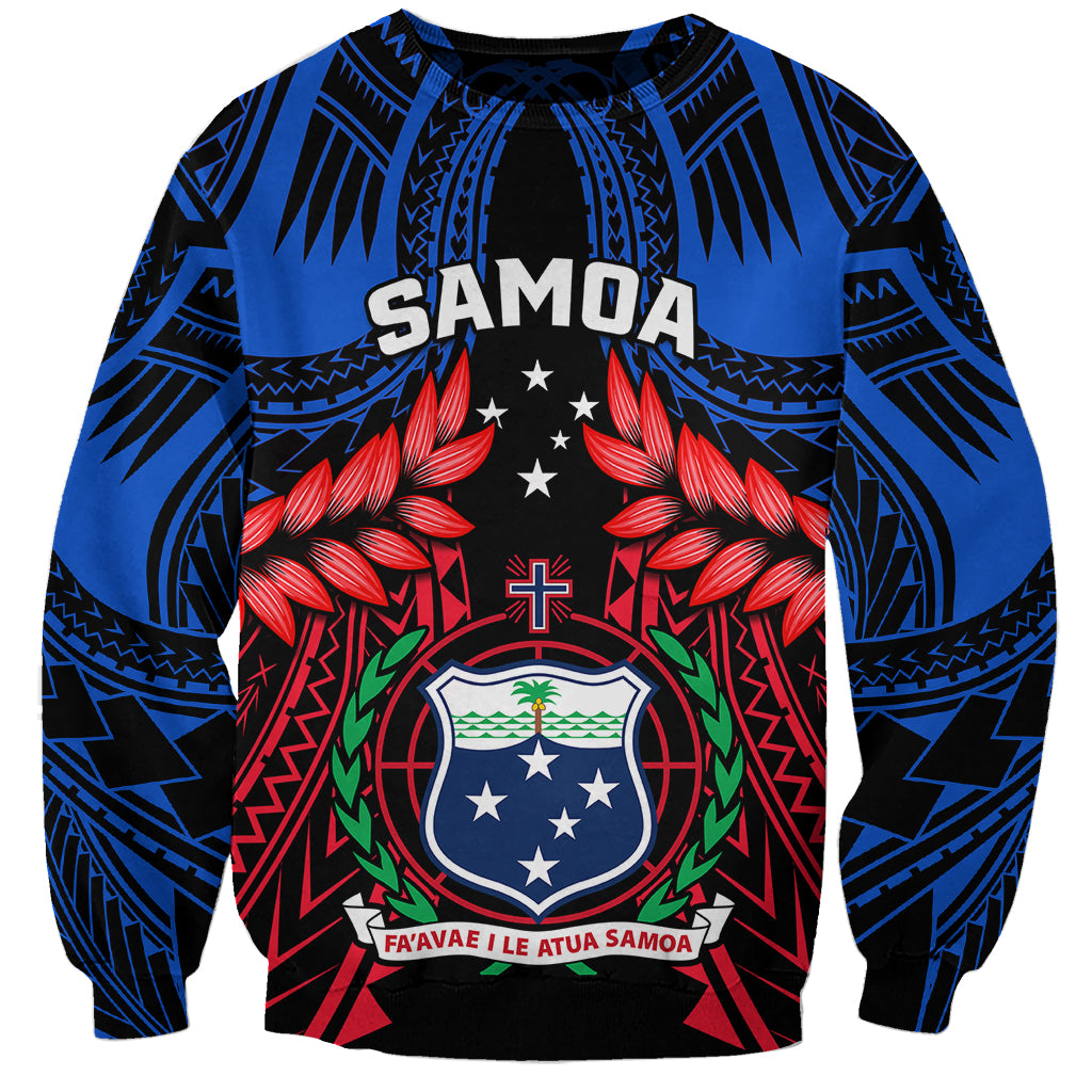 Samoa Sweatshirt Heritage Festival Samoan Tattoo With Ula Fala Kava Bowl LT14 Unisex Blue - Polynesian Pride