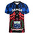 Samoa Women V Neck T Shirt Heritage Festival Samoan Tattoo With Ula Fala Kava Bowl LT14 Female Blue - Polynesian Pride