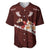 Oxblood Polynesia Baseball Jersey Tribal Pattern Tropical Frangipani