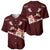 Oxblood Polynesia Baseball Jersey Tribal Pattern Tropical Frangipani