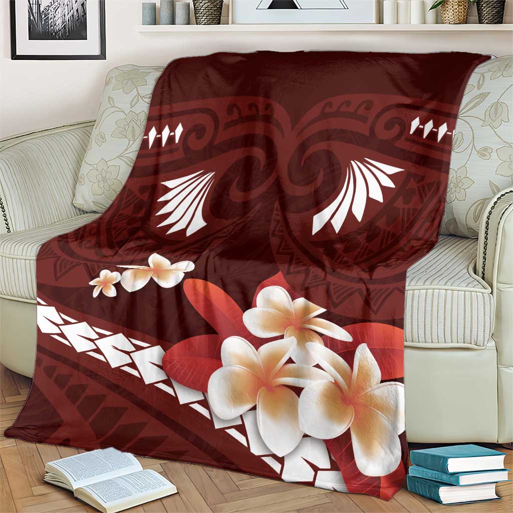 Oxblood Polynesia Blanket Tribal Pattern Tropical Frangipani LT14 - Polynesian Pride