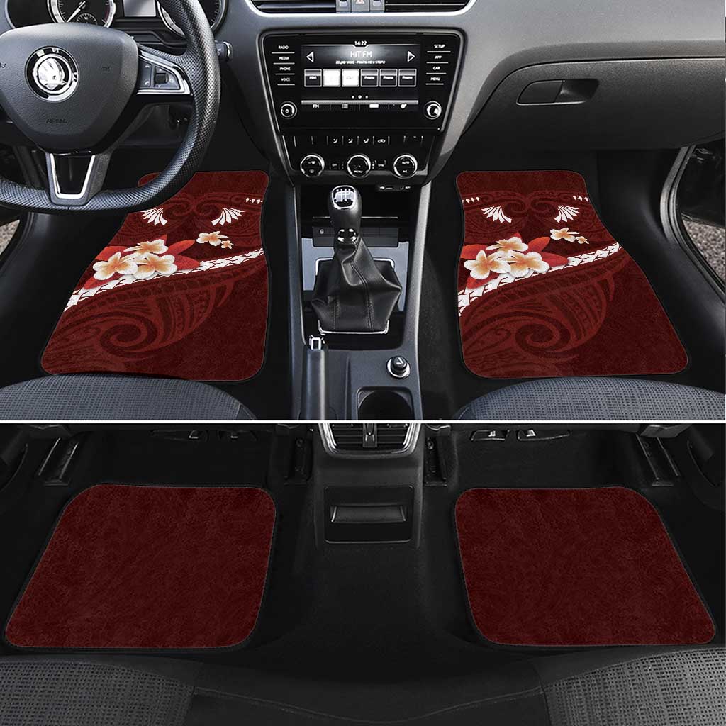 Oxblood Polynesia Car Mats Tribal Pattern Tropical Frangipani LT14 Set 4pcs Oxblood - Polynesian Pride