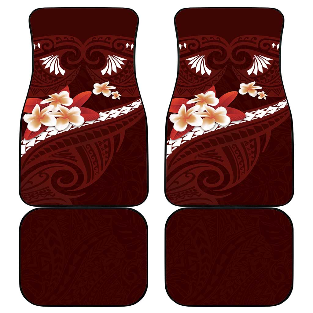 Oxblood Polynesia Car Mats Tribal Pattern Tropical Frangipani LT14 - Polynesian Pride