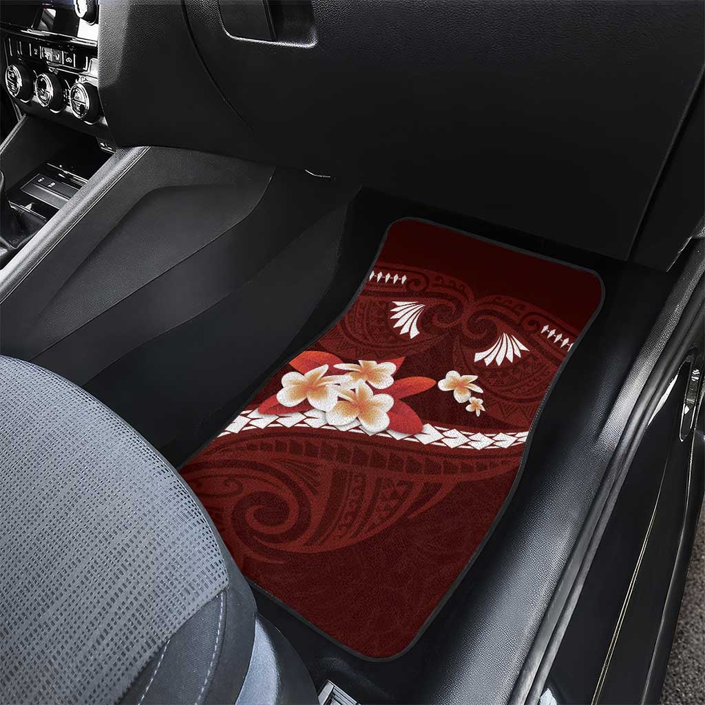 Oxblood Polynesia Car Mats Tribal Pattern Tropical Frangipani LT14 - Polynesian Pride