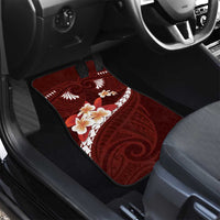 Oxblood Polynesia Car Mats Tribal Pattern Tropical Frangipani LT14 - Polynesian Pride