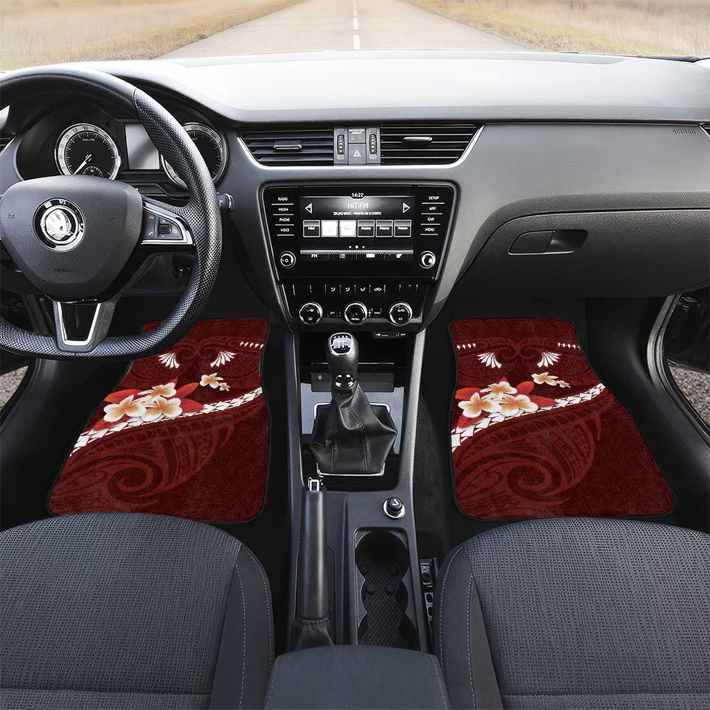Oxblood Polynesia Car Mats Tribal Pattern Tropical Frangipani LT14 Set 2pcs - Front Oxblood - Polynesian Pride