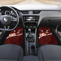 Oxblood Polynesia Car Mats Tribal Pattern Tropical Frangipani LT14 Set 2pcs - Front Oxblood - Polynesian Pride