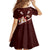 Oxblood Polynesia Family Matching Off Shoulder Short Dress and Hawaiian Shirt Tribal Pattern Tropical Frangipani