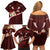 Oxblood Polynesia Family Matching Off Shoulder Short Dress and Hawaiian Shirt Tribal Pattern Tropical Frangipani