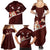 Oxblood Polynesia Family Matching Summer Maxi Dress and Hawaiian Shirt Tribal Pattern Tropical Frangipani