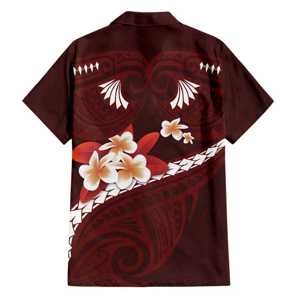 Oxblood Polynesia Family Matching Tank Maxi Dress and Hawaiian Shirt Tribal Pattern Tropical Frangipani LT14 - Polynesian Pride