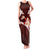 Oxblood Polynesia Family Matching Tank Maxi Dress and Hawaiian Shirt Tribal Pattern Tropical Frangipani