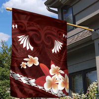 Oxblood Polynesia Garden Flag Tribal Pattern Tropical Frangipani LT14 - Polynesian Pride