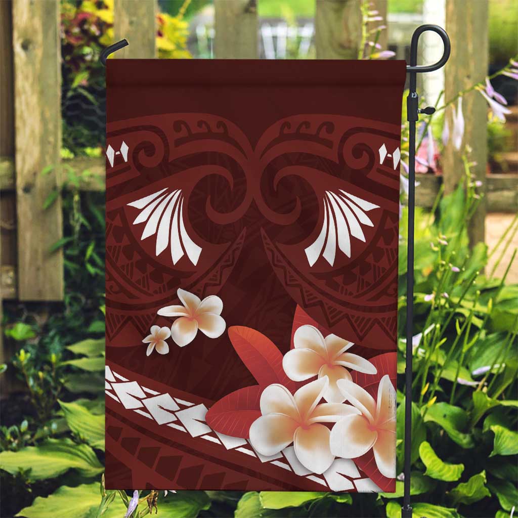 Oxblood Polynesia Garden Flag Tribal Pattern Tropical Frangipani LT14 Garden Flag Oxblood - Polynesian Pride