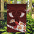 Oxblood Polynesia Garden Flag Tribal Pattern Tropical Frangipani