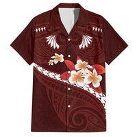 Oxblood Polynesia Hawaiian Shirt Tribal Pattern Tropical Frangipani LT14 Oxblood - Polynesian Pride