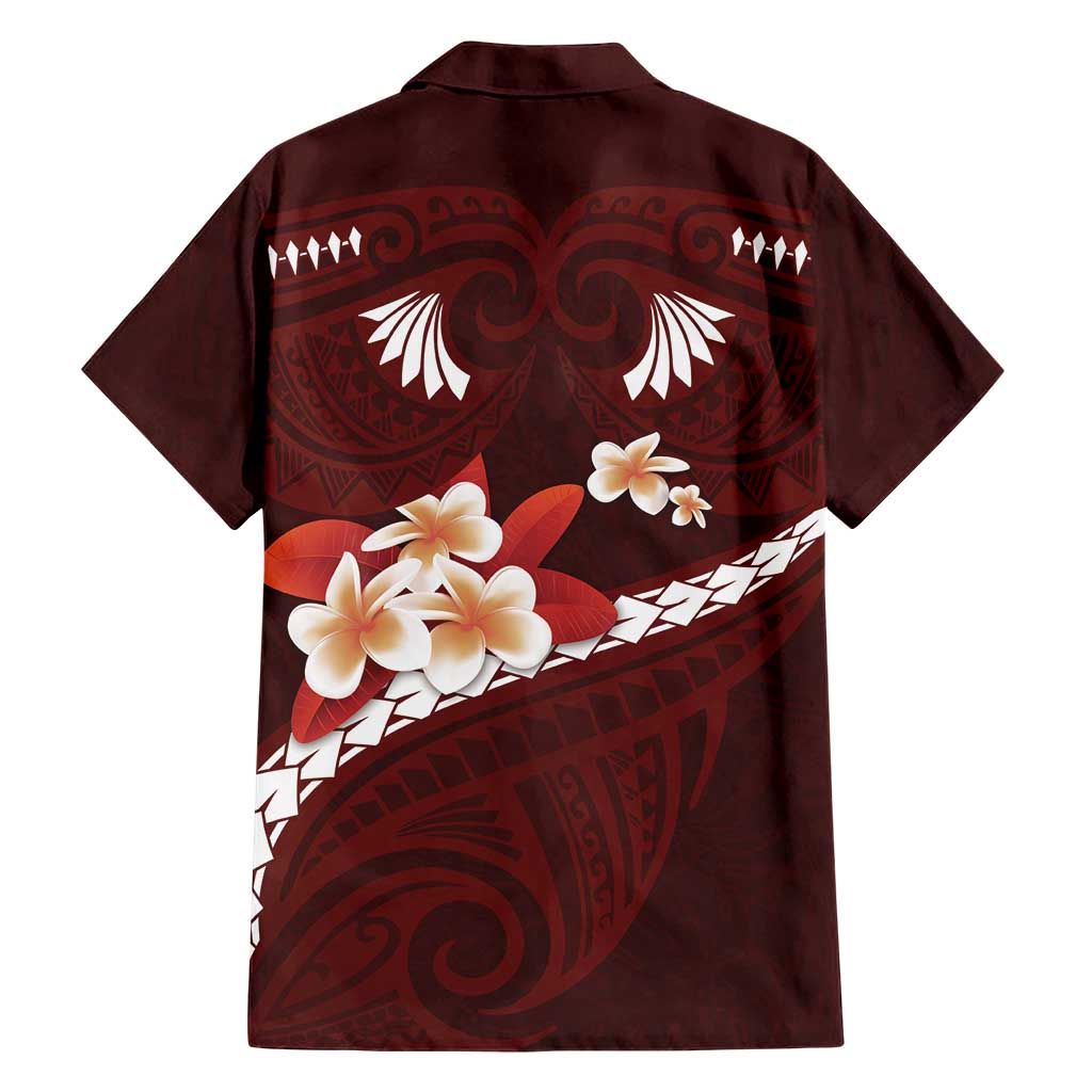 Oxblood Polynesia Hawaiian Shirt Tribal Pattern Tropical Frangipani LT14 - Polynesian Pride