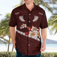 Oxblood Polynesia Hawaiian Shirt Tribal Pattern Tropical Frangipani LT14 - Polynesian Pride
