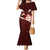 Oxblood Polynesia Mermaid Dress Tribal Pattern Tropical Frangipani