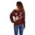 Oxblood Polynesia Off Shoulder Sweater Tribal Pattern Tropical Frangipani