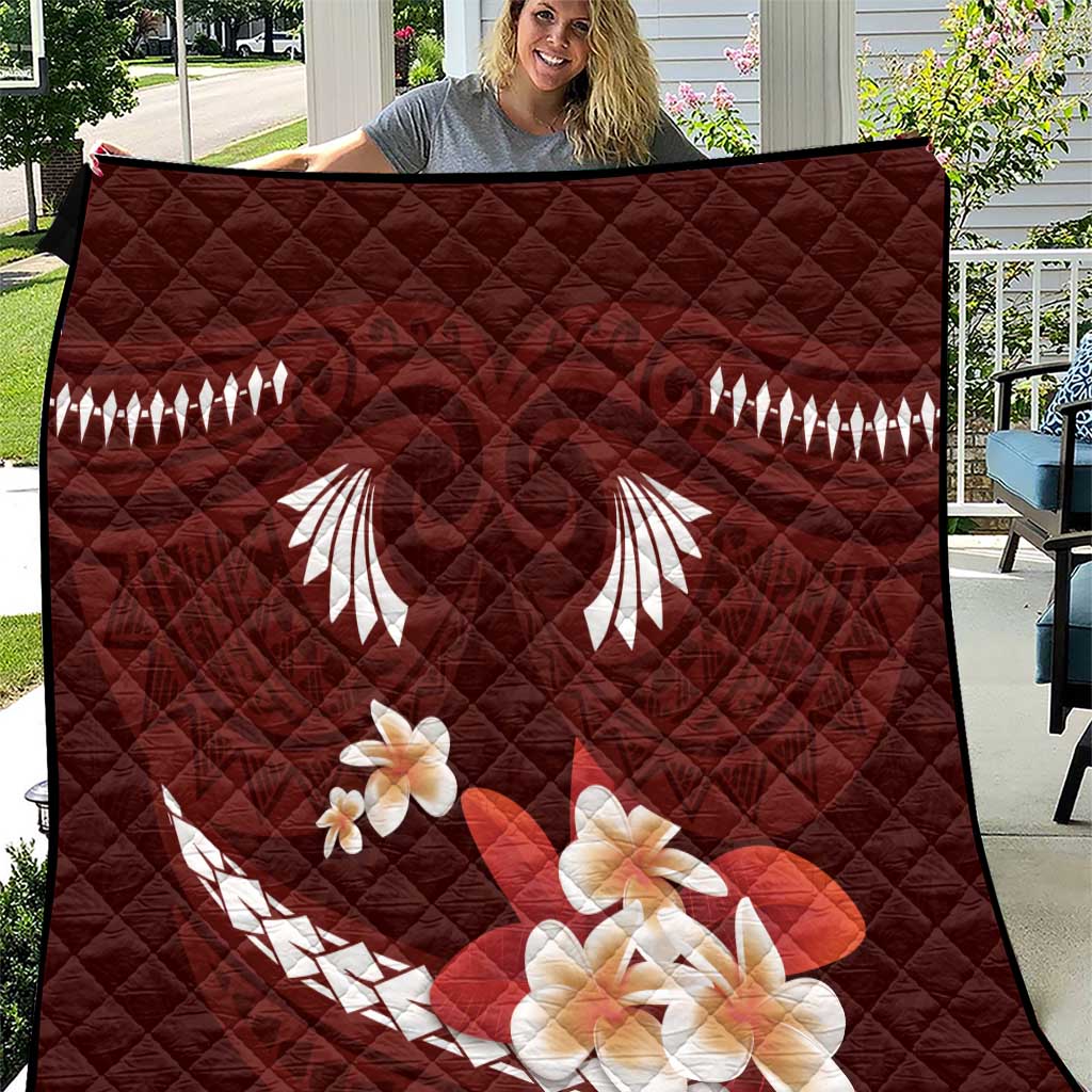 Oxblood Polynesia Quilt Tribal Pattern Tropical Frangipani