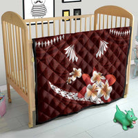 Oxblood Polynesia Quilt Tribal Pattern Tropical Frangipani