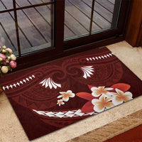 Oxblood Polynesia Rubber Doormat Tribal Pattern Tropical Frangipani LT14 - Polynesian Pride