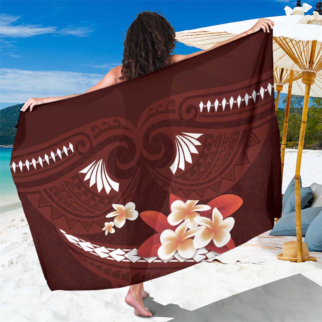 Oxblood Polynesia Sarong Tribal Pattern Tropical Frangipani