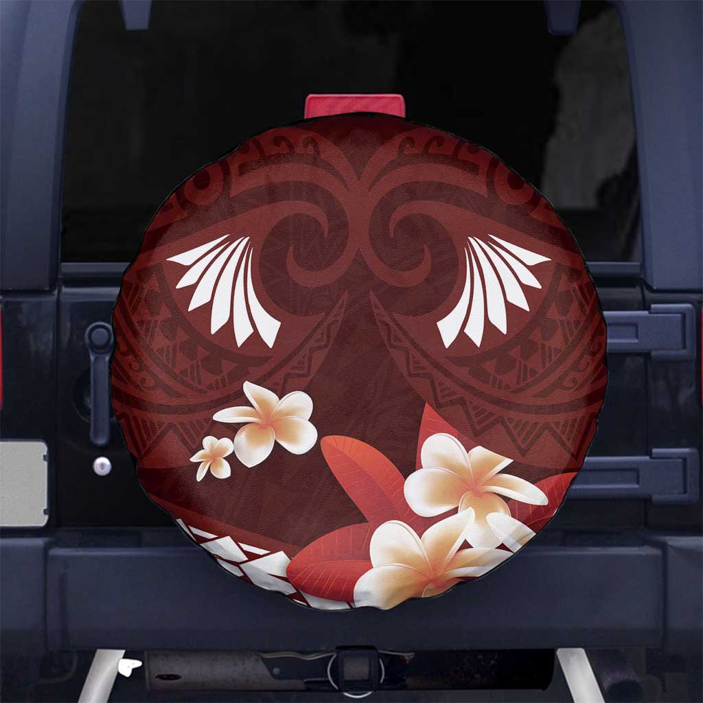 Oxblood Polynesia Spare Tire Cover Tribal Pattern Tropical Frangipani LT14 - Polynesian Pride