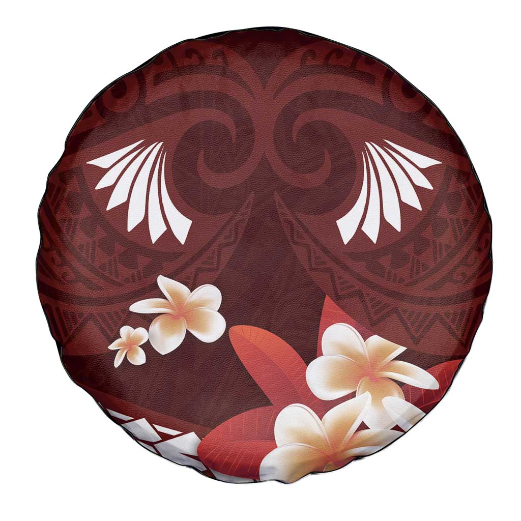 Oxblood Polynesia Spare Tire Cover Tribal Pattern Tropical Frangipani LT14 - Polynesian Pride