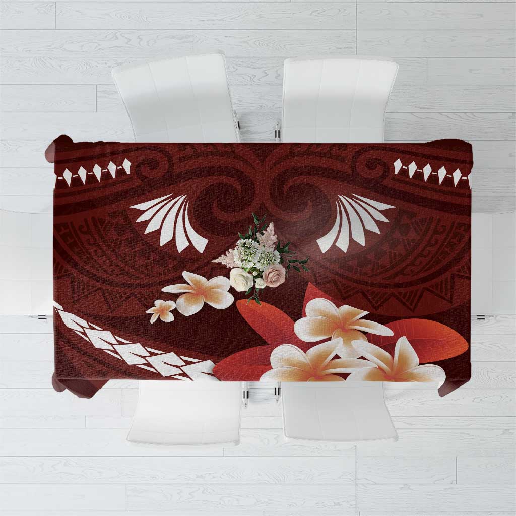 Oxblood Polynesia Tablecloth Tribal Pattern Tropical Frangipani LT14 Oxblood - Polynesian Pride