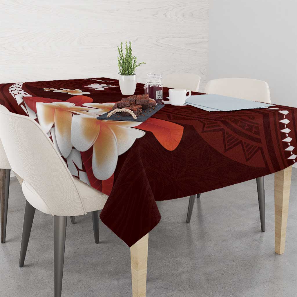 Oxblood Polynesia Tablecloth Tribal Pattern Tropical Frangipani LT14 - Polynesian Pride