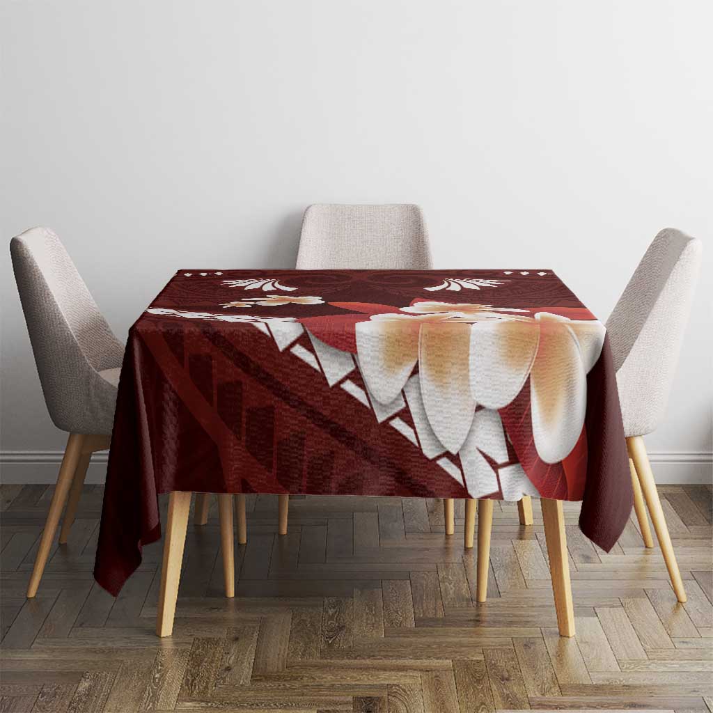 Oxblood Polynesia Tablecloth Tribal Pattern Tropical Frangipani LT14 - Polynesian Pride