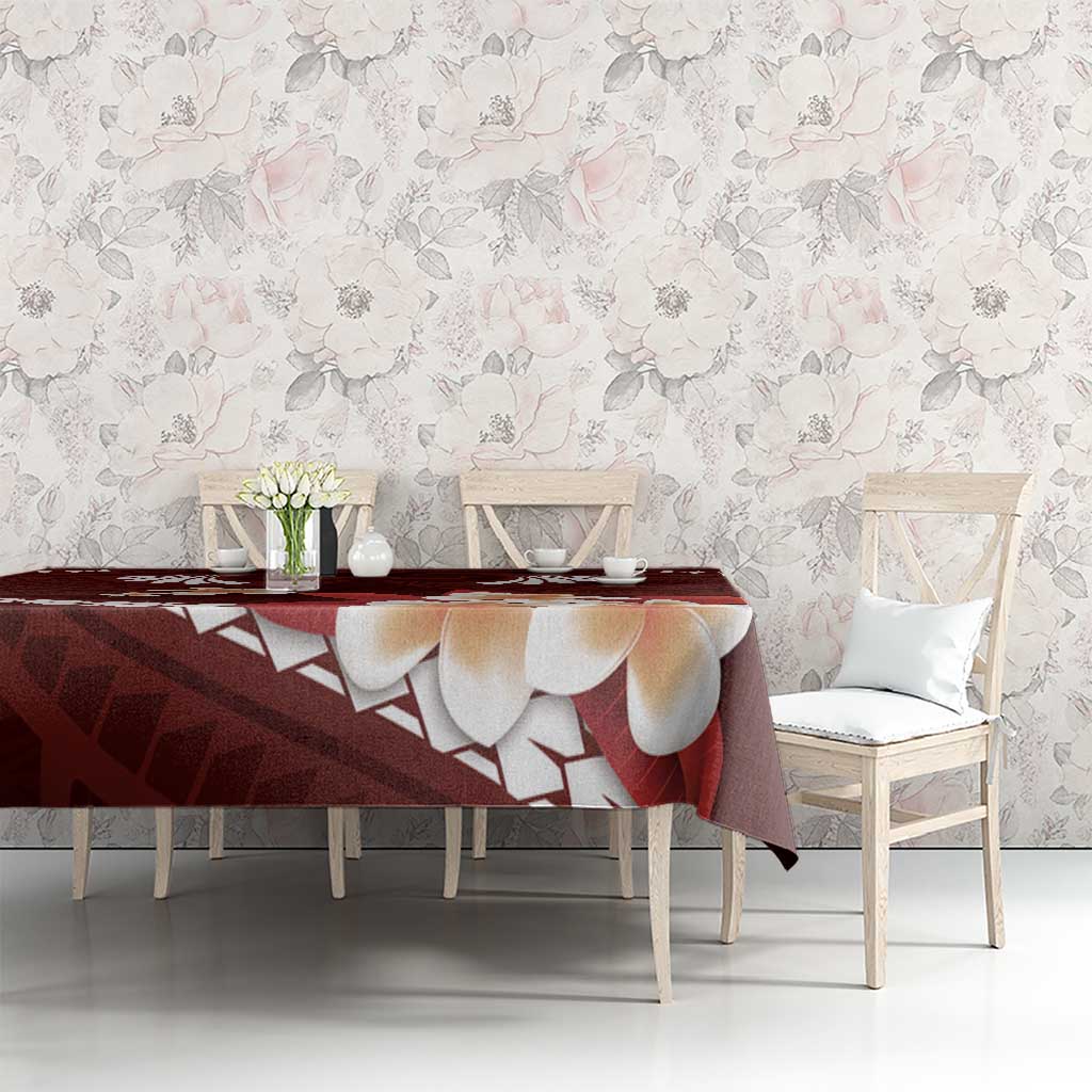 Oxblood Polynesia Tablecloth Tribal Pattern Tropical Frangipani LT14 - Polynesian Pride