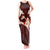 Oxblood Polynesia Tank Maxi Dress Tribal Pattern Tropical Frangipani