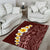 Oxblood Tropical Plumeria With Galaxy Polynesian Art Area Rug