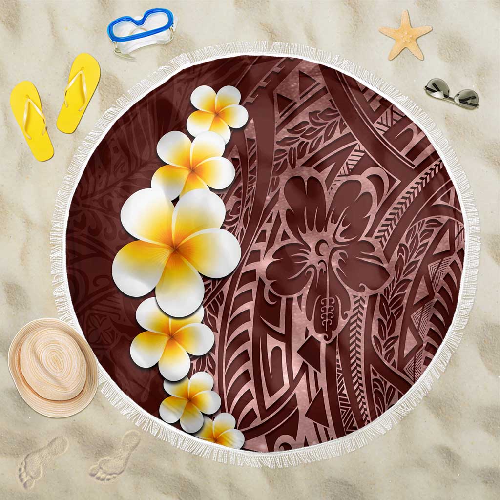 Oxblood Tropical Plumeria With Galaxy Polynesian Art Beach Blanket